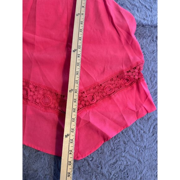 Its Pink Womens Sleeveless Coral Top With Lace Detail Size M Polyester & Spandex - Picture 6 of 7